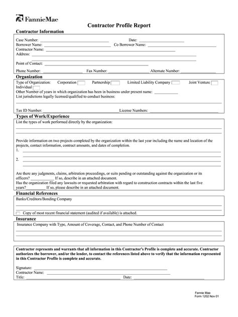 contractors profile application